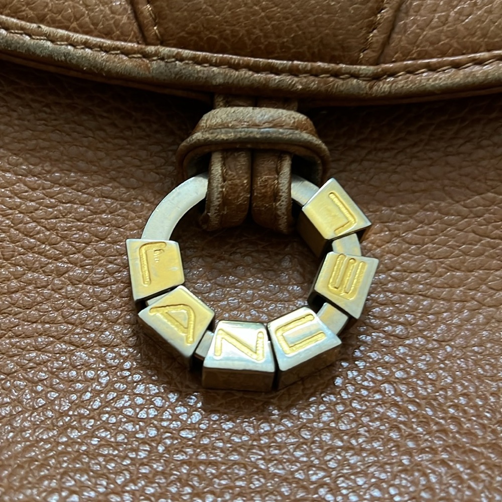 LANCEL vintage tan brown leather logo buckle purse, historic French luxury - Picture 2 of 12